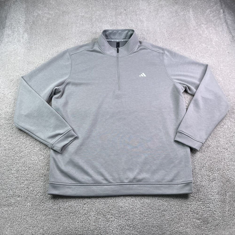 Adidas Sweater Mens XL Gray Elevated Athletic Golf Quarter Zip Pullover